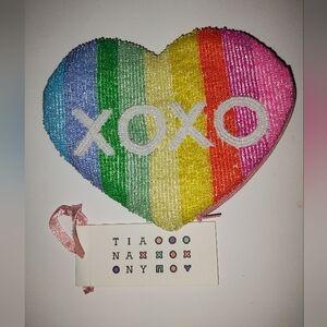 Tiana NY rainbow beaded heart coin/ purse